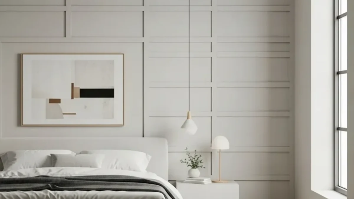 Vertical wood slat paneling for a warm, modern texture