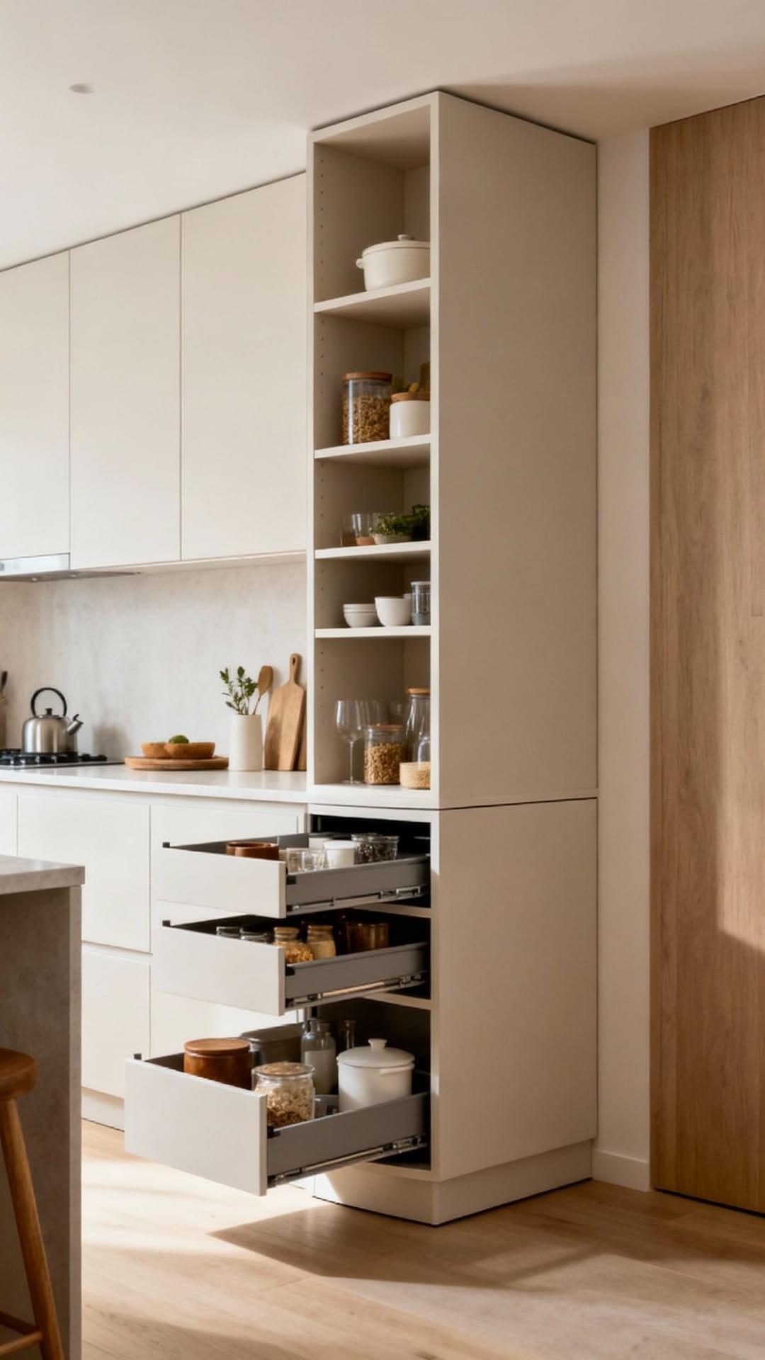 Half-Moon Shelving for Accessible Corner Storage