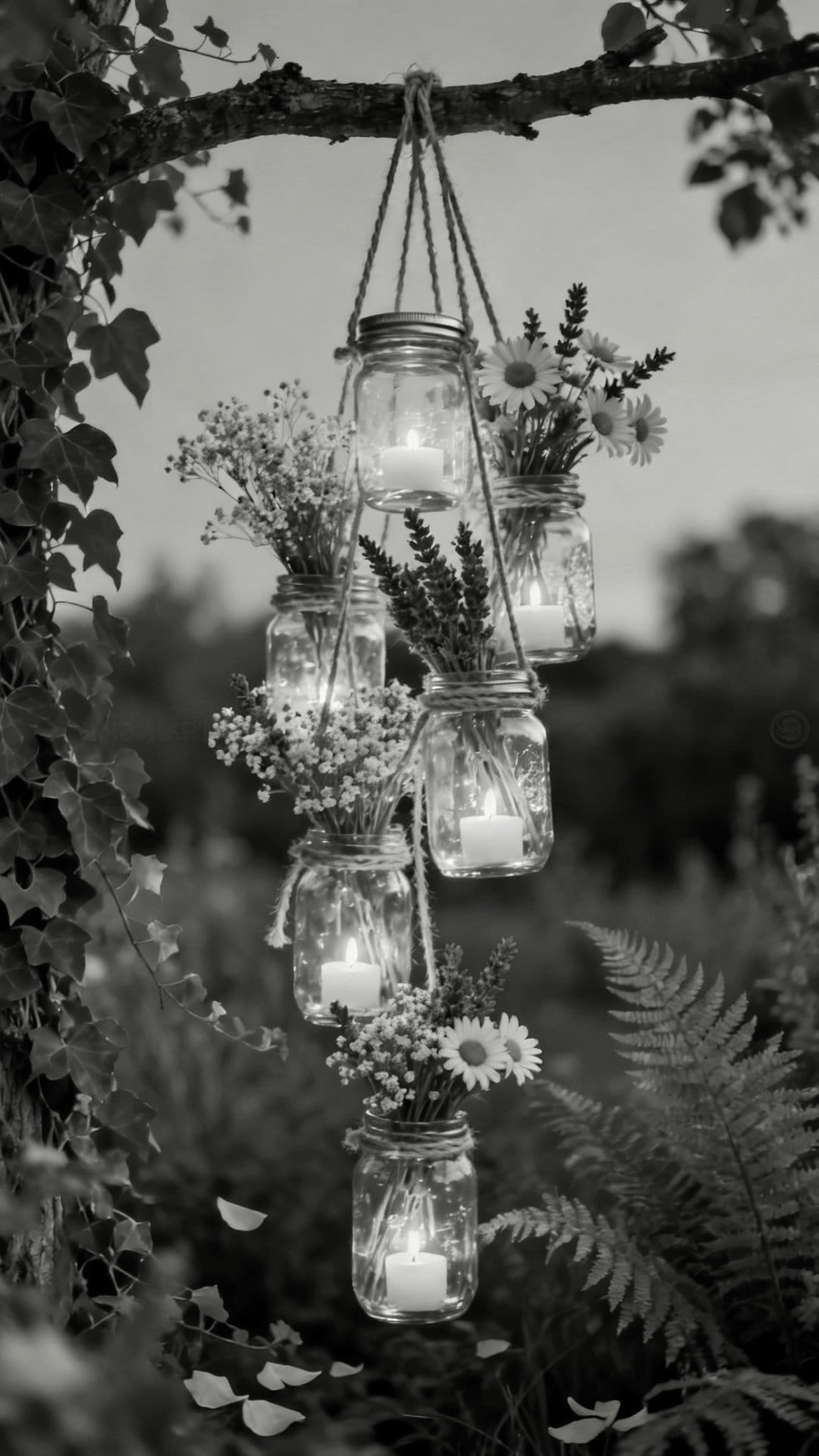A Fabric Canopy or Umbrella Styled with Draped Fairy Lights