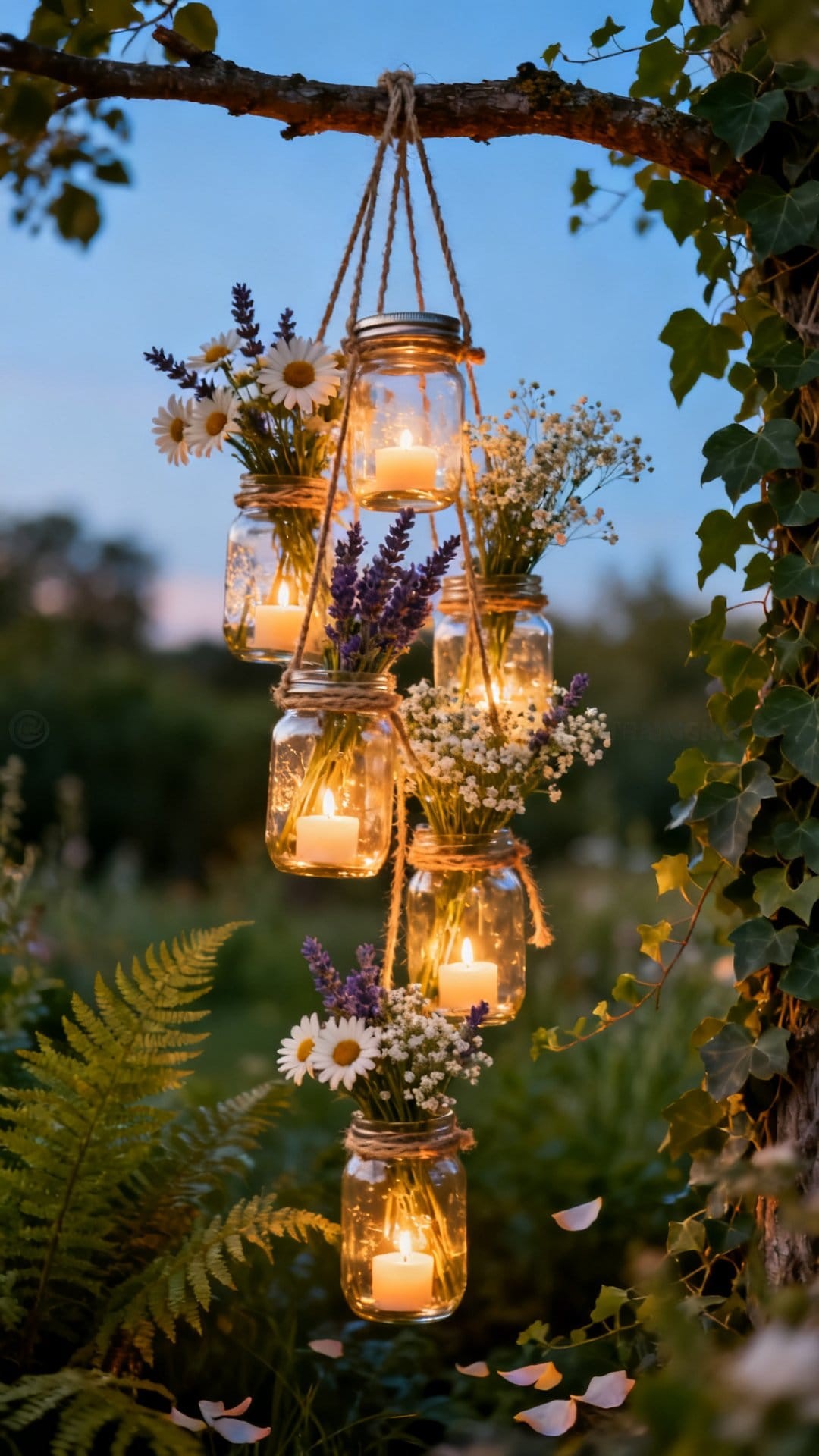 DIY Mason Jar Lanterns with Candles