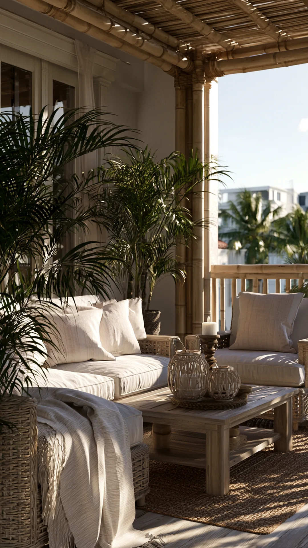 Bamboo or Natural Fiber Pergola for a Coastal Feel