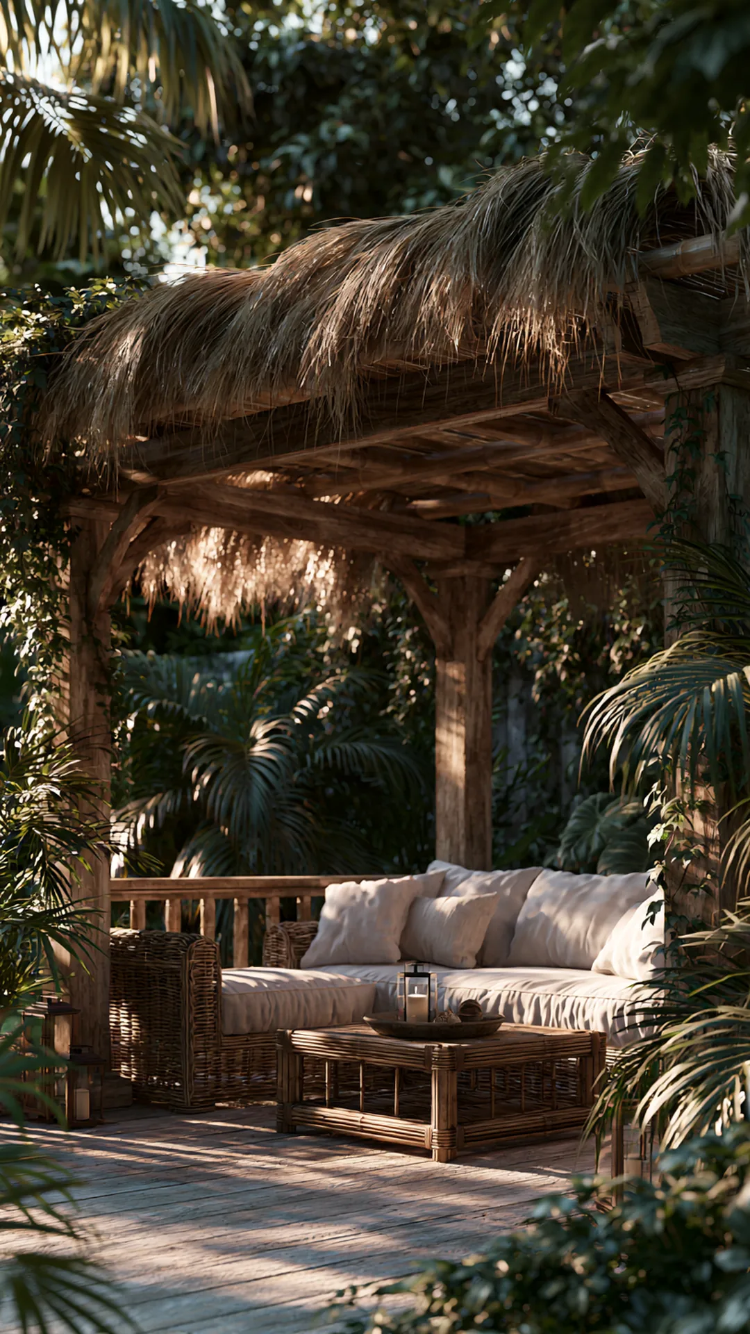 Pergola with Built-in Bench Seating