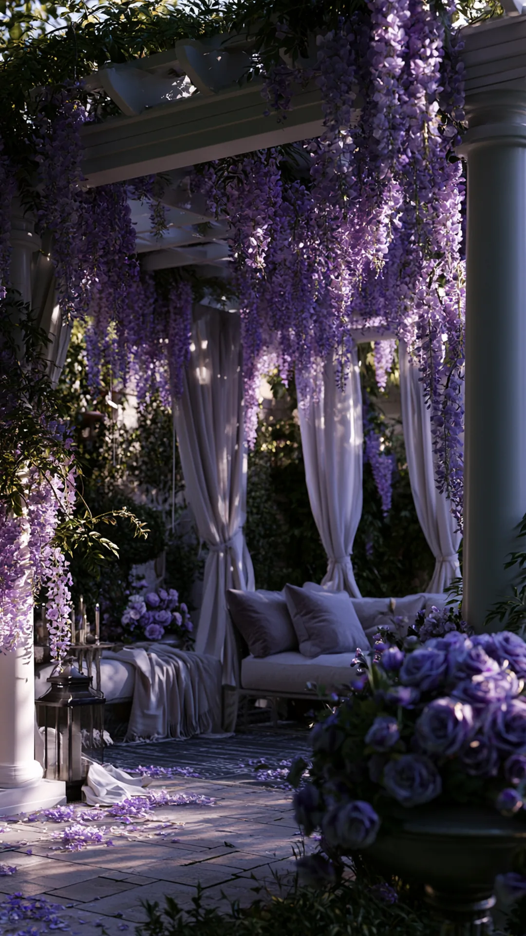 Pergola Draped with Climbing Vines or Greenery