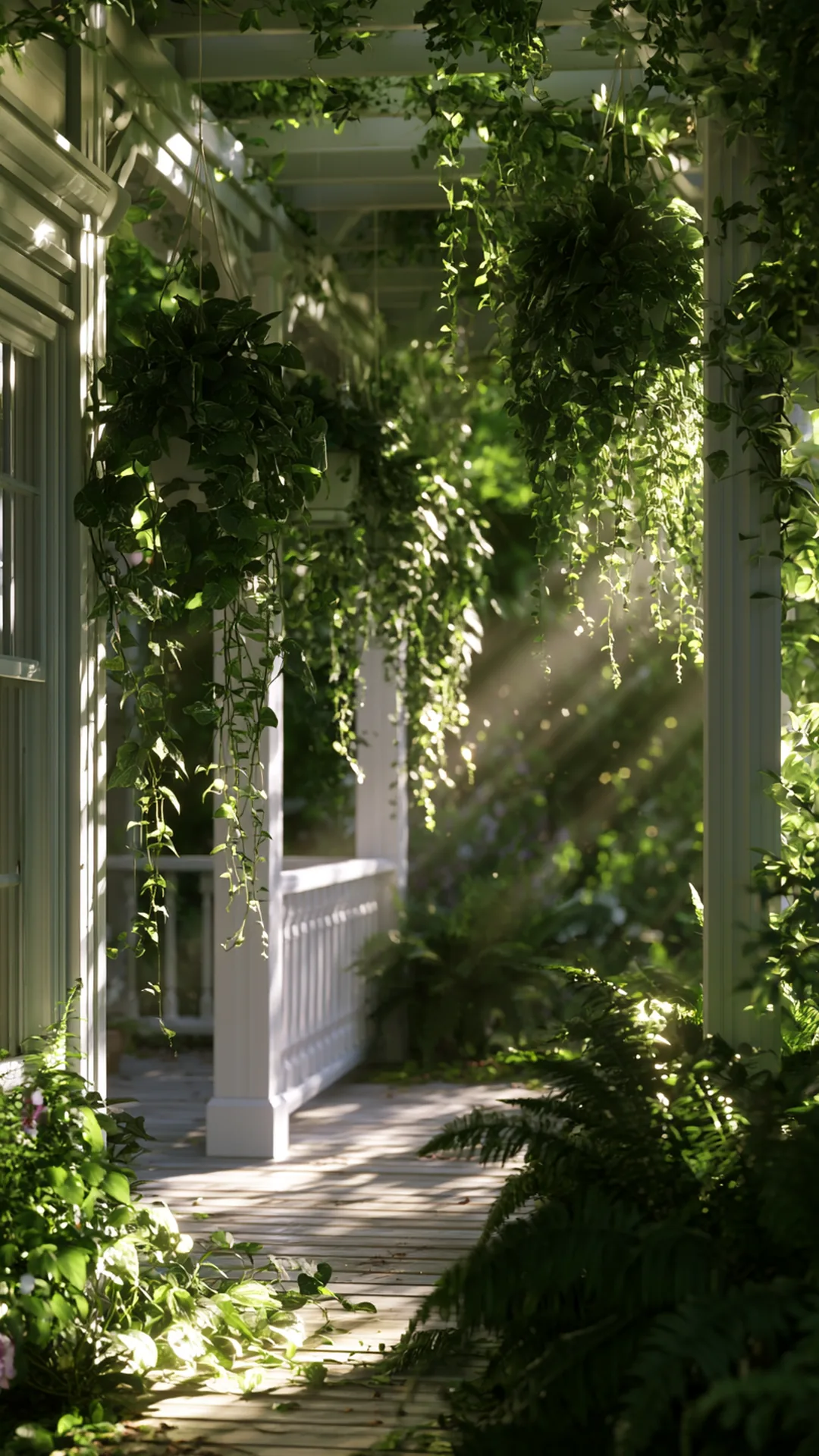 Pergola with Hanging Planters for Vertical Greenery