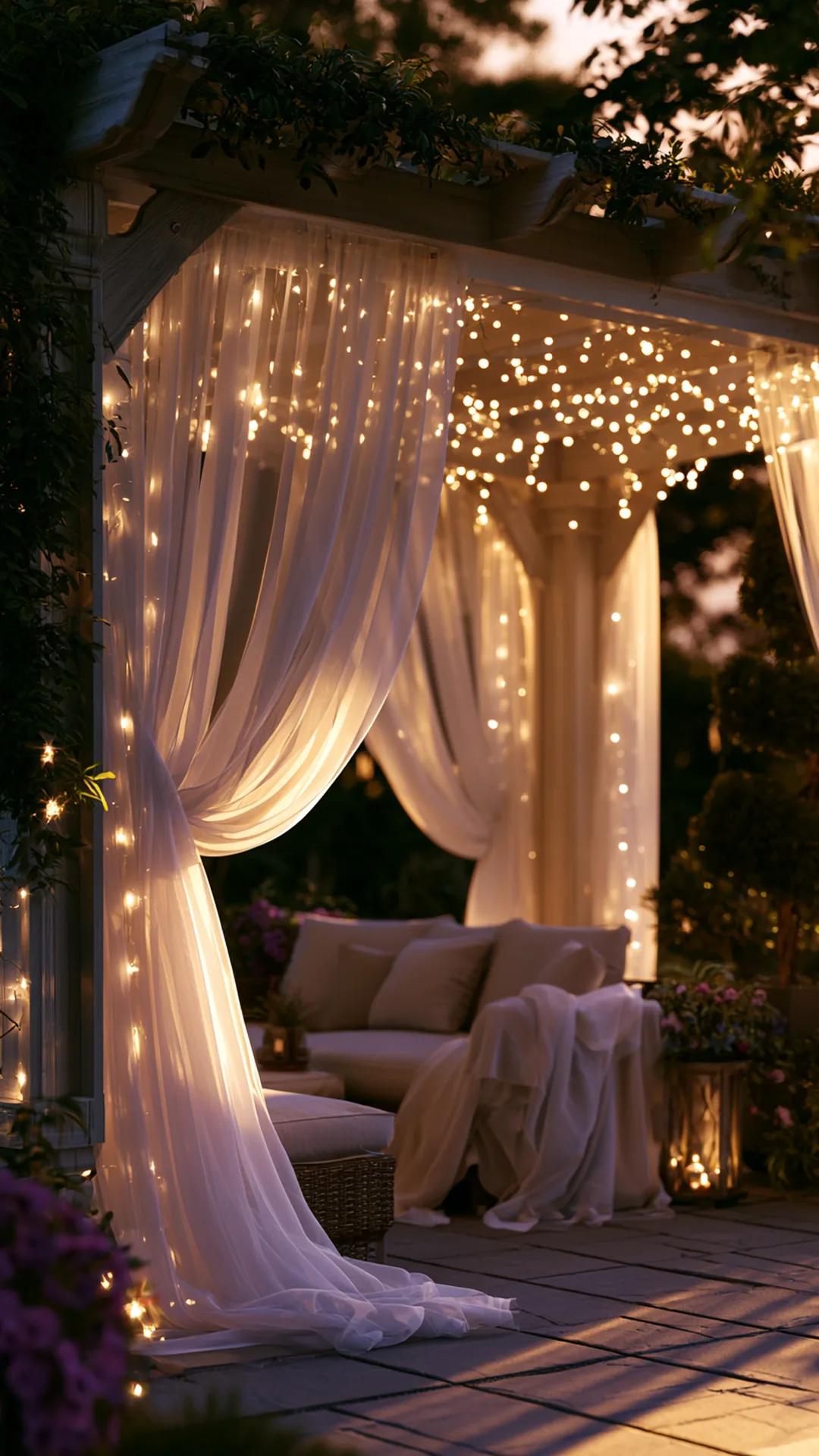 Pergola with a Retractable Canopy for Shade Control