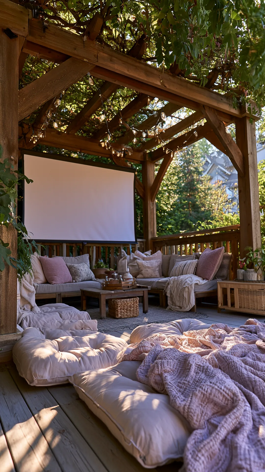 Pergola with String Lights for Evening Ambiance