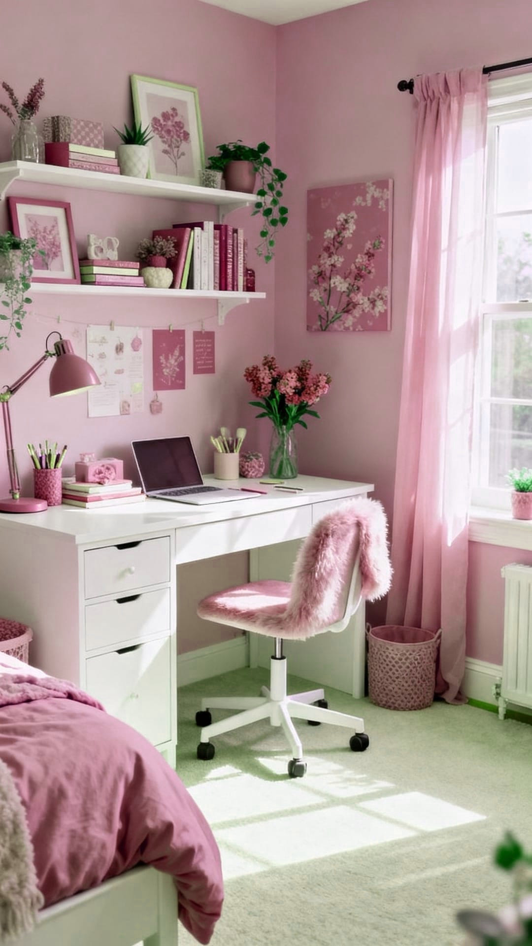 A Pink Reading Nook with Cozy Cushions