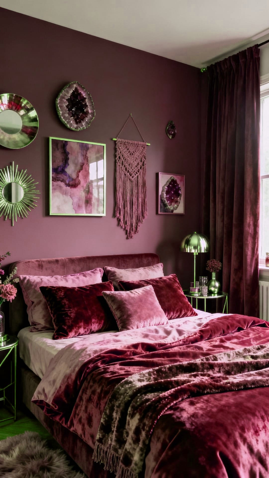 Dusty Rose Walls with Warm Wood Furniture