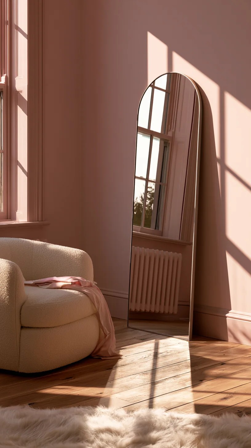 A Pink Rug Anchoring a Neutral Living Room