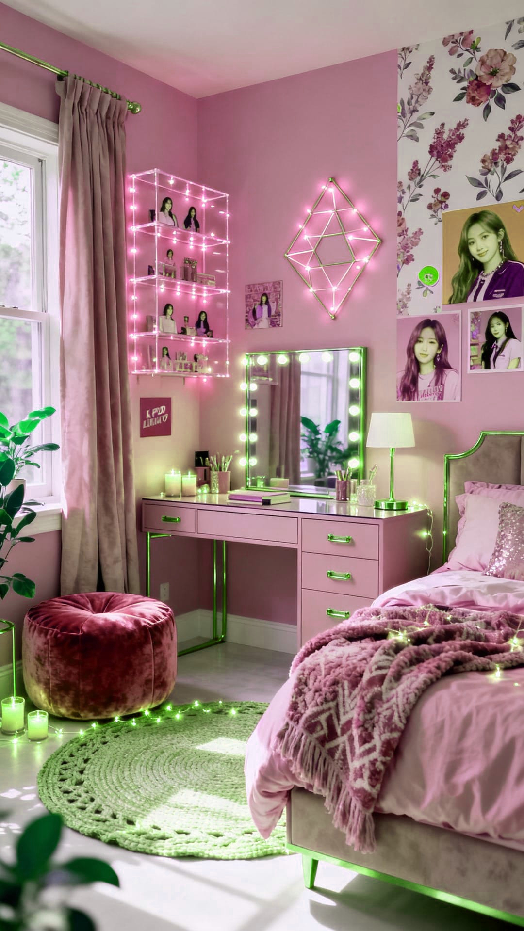 Pink String Lights or LED Strips for Ambiance