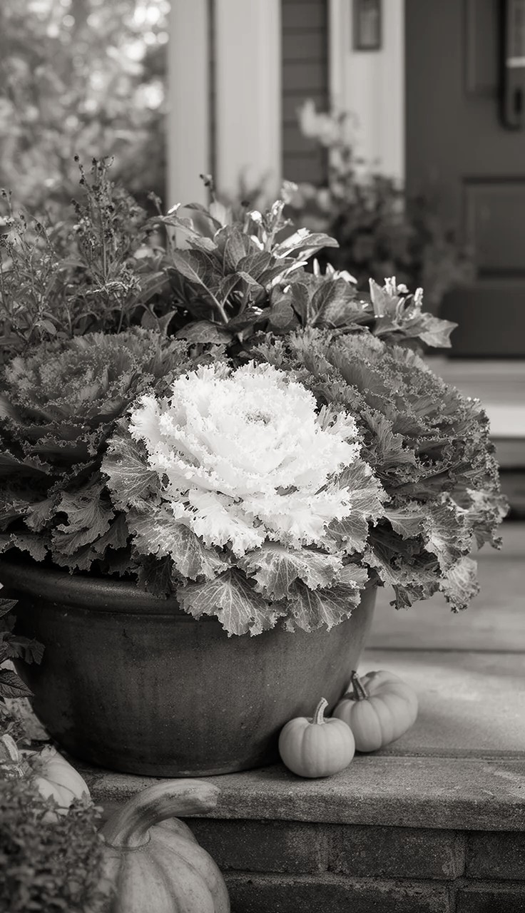 Layered Planters Flanking a Front Door for Symmetry