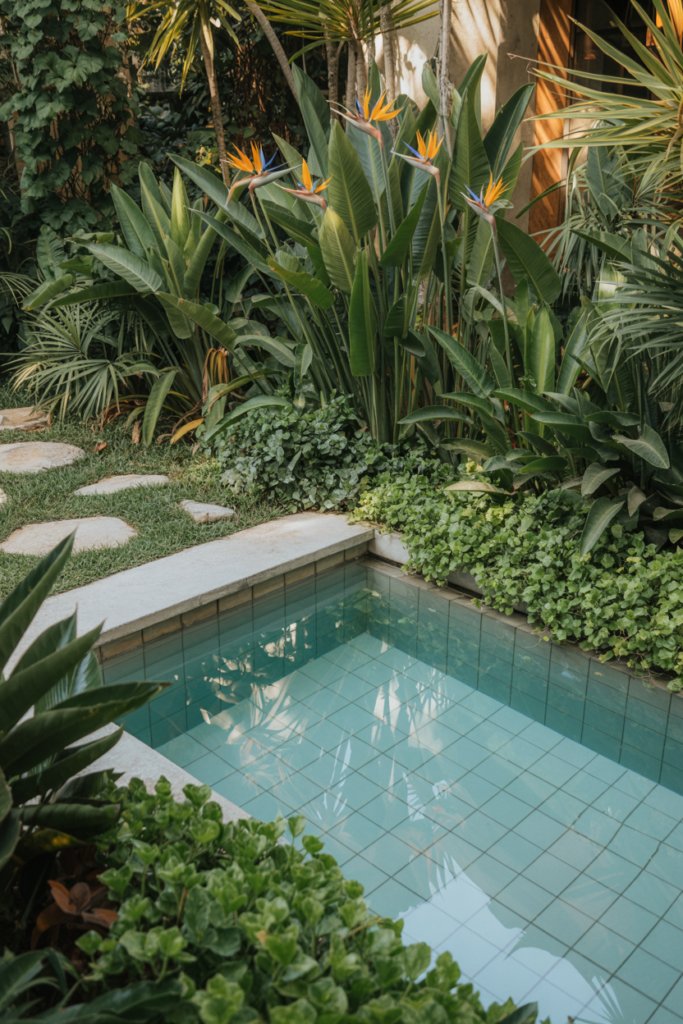 10. A Plunge Pool Surrounded by Lush Privacy Garden Landscaping