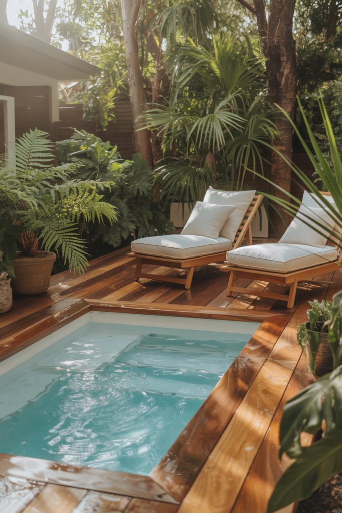 2. A Timber Deck-Surround Plunge Pool for Warm Natural Charm