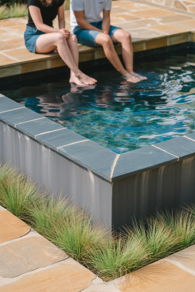 3. A Raised Plunge Pool with Stone Coping as an Architectural Focal Point