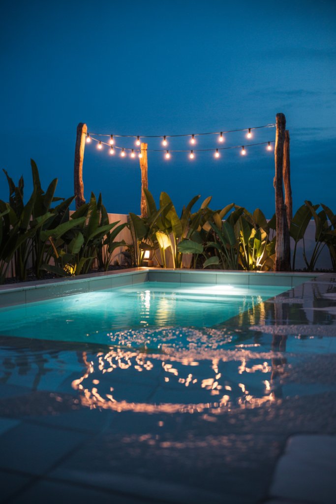 9. A Plunge Pool with Integrated LED Mood Lighting for Evening Magic