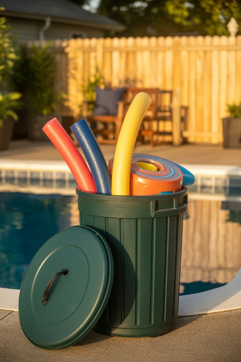 7. A Repurposed Pool Noodle and Floating Toy Organizer Bin