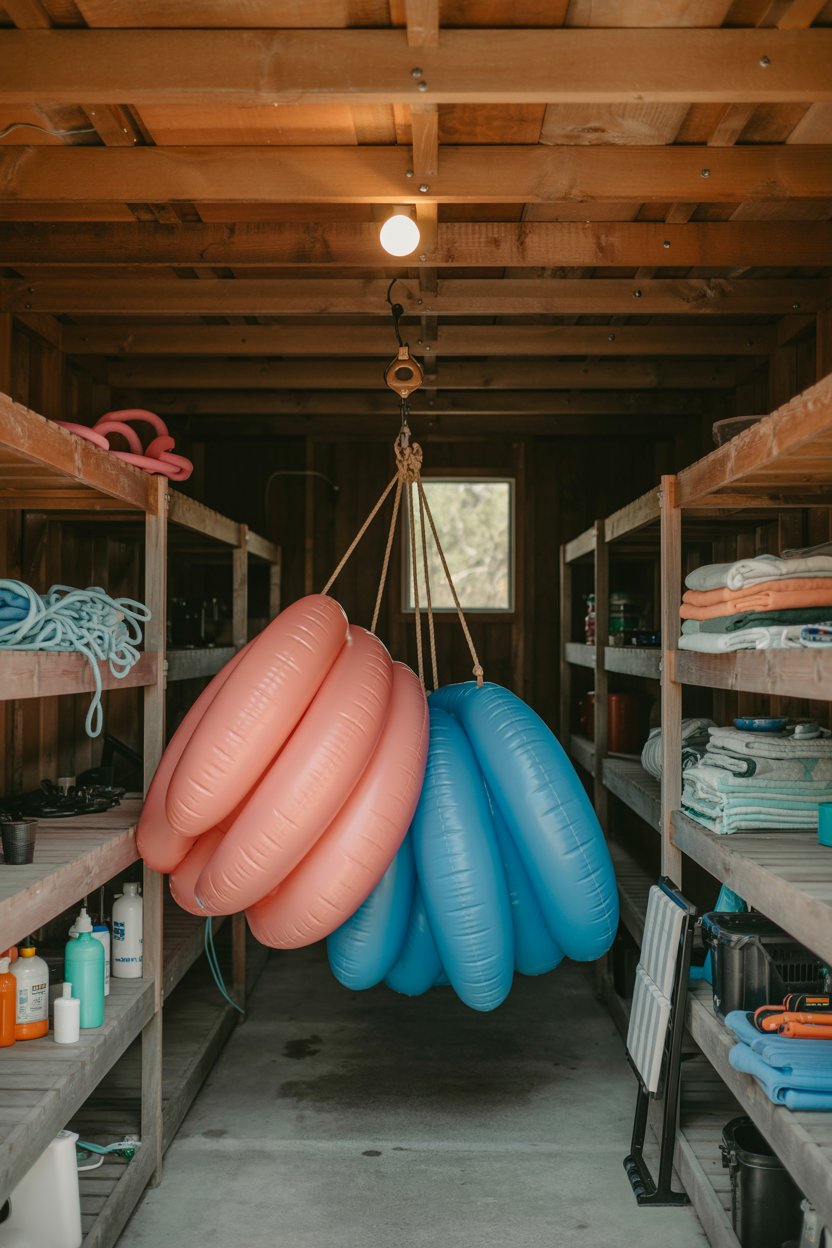 5. Overhead Garage or Shed Storage Using a Pulley System