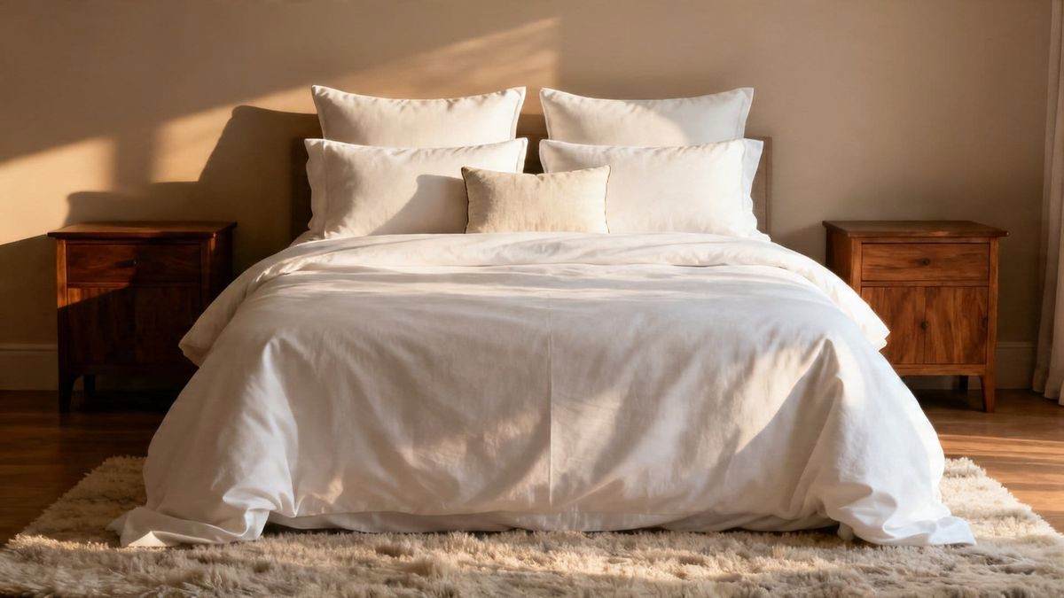 Luxury Hotel Layer Pillow Styling on Queen Bed with Euro Shams and Lumbar
