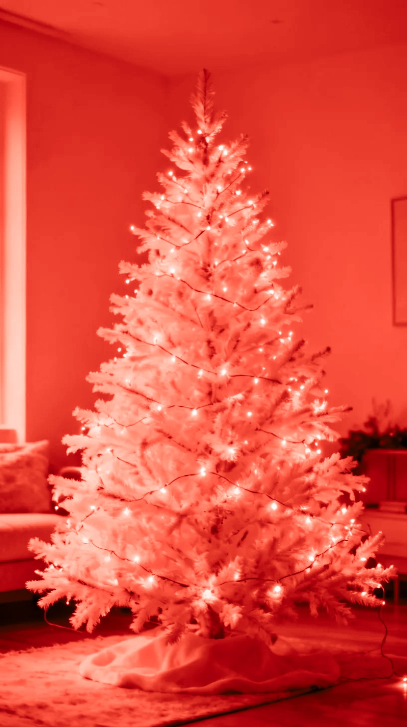 Red Beaded Garland Layered with White Lights