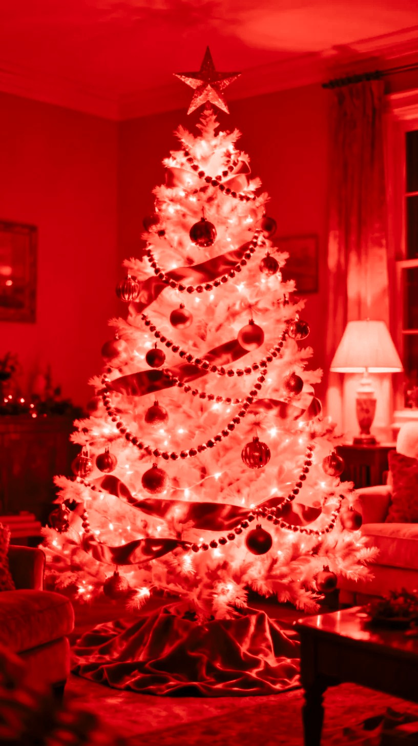 Red Bows Layered Throughout the Tree