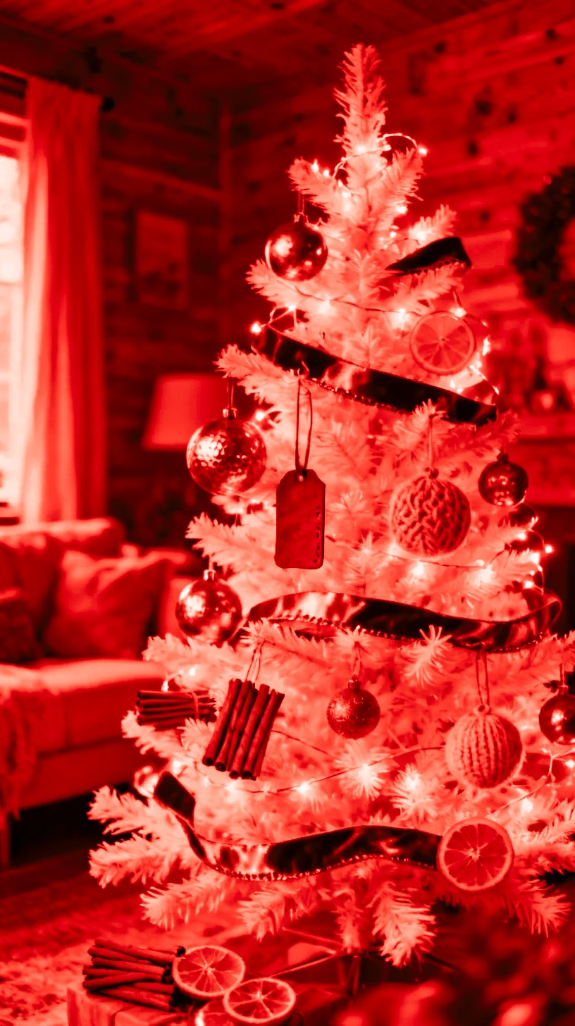 Red String Lights Layered with Warm White Lights