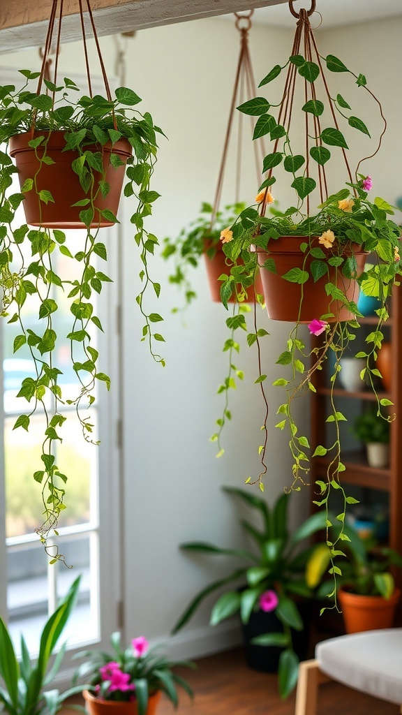 Hanging Plants for Vertical Greenery Without Floor Space