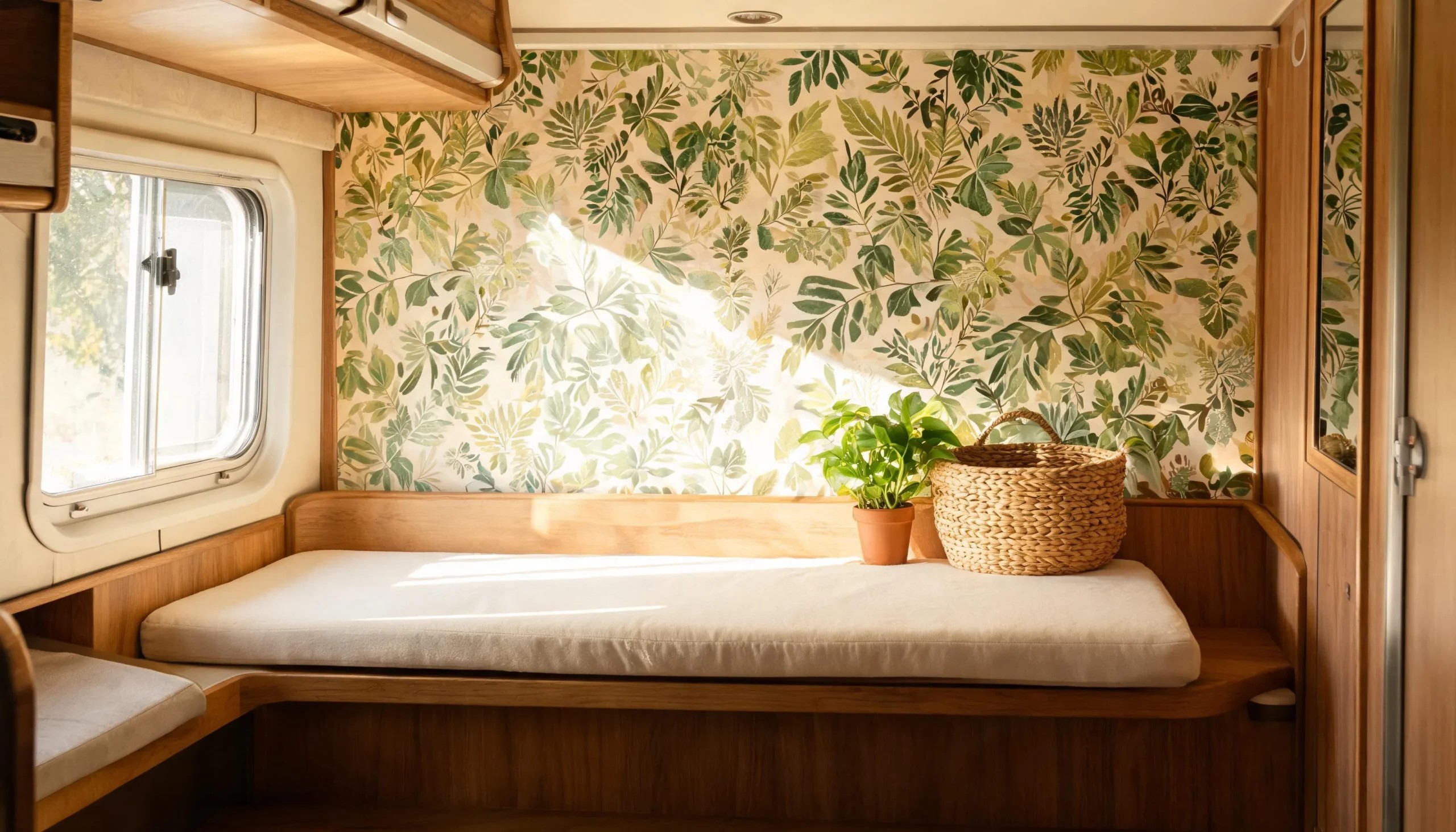 A Bold Accent Wall Behind the RV Bed