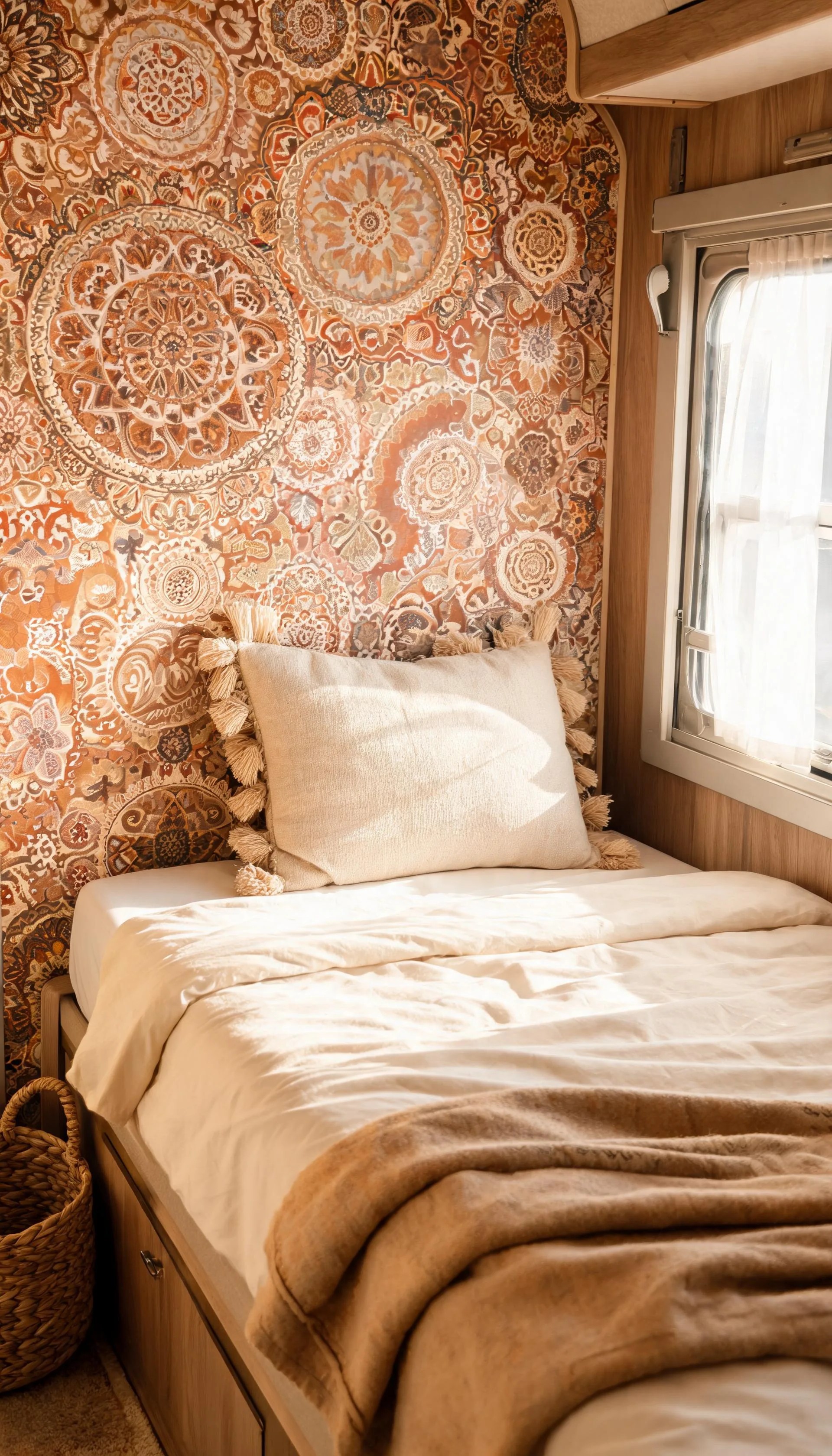 Vintage-Inspired Floral Wallpaper for Retro Camper Charm