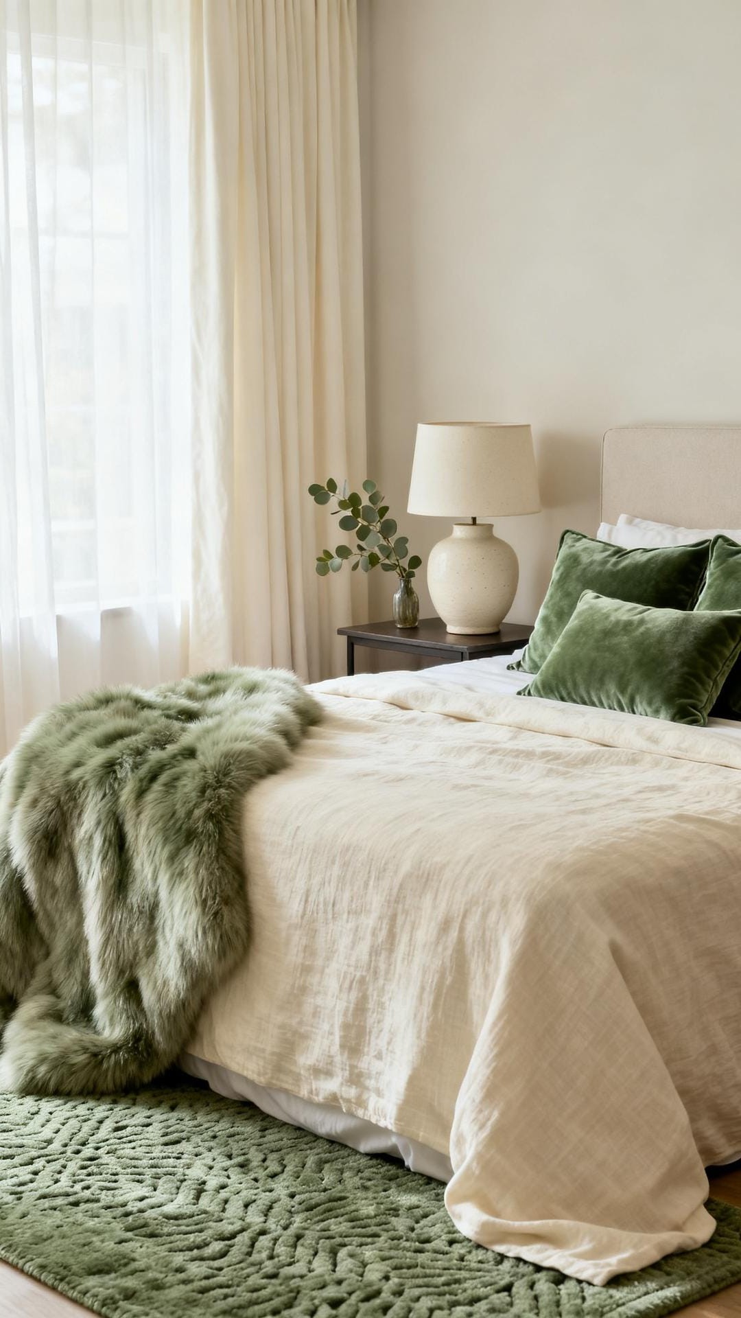 Sage Green Built-Ins with Cream Wall Color