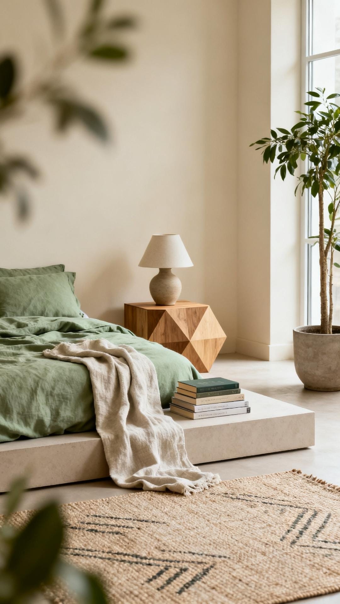 Two-Tone Sage and Cream Color-Blocked Walls