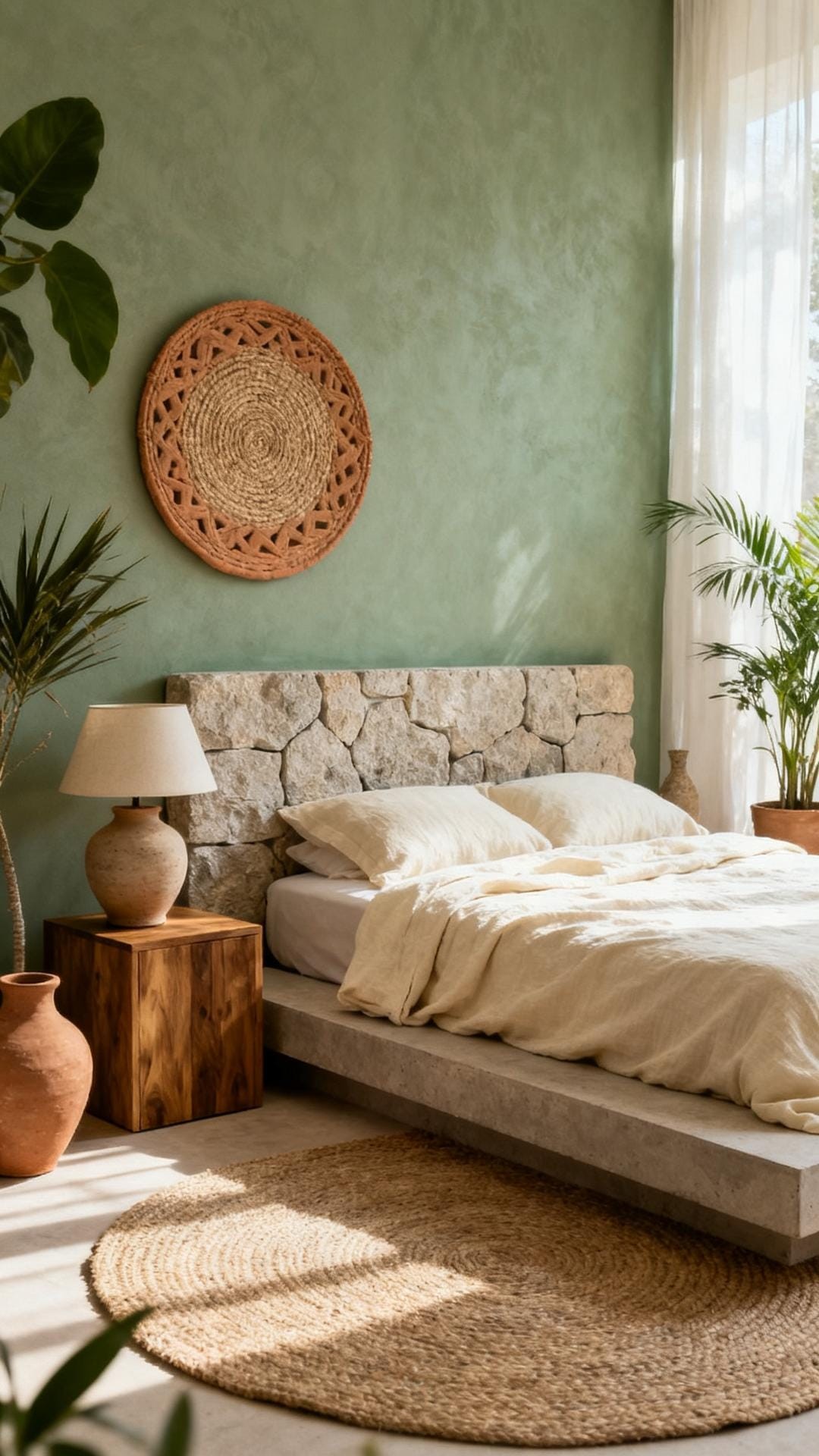 Cream as the Dominant Color with Sage Green Accents