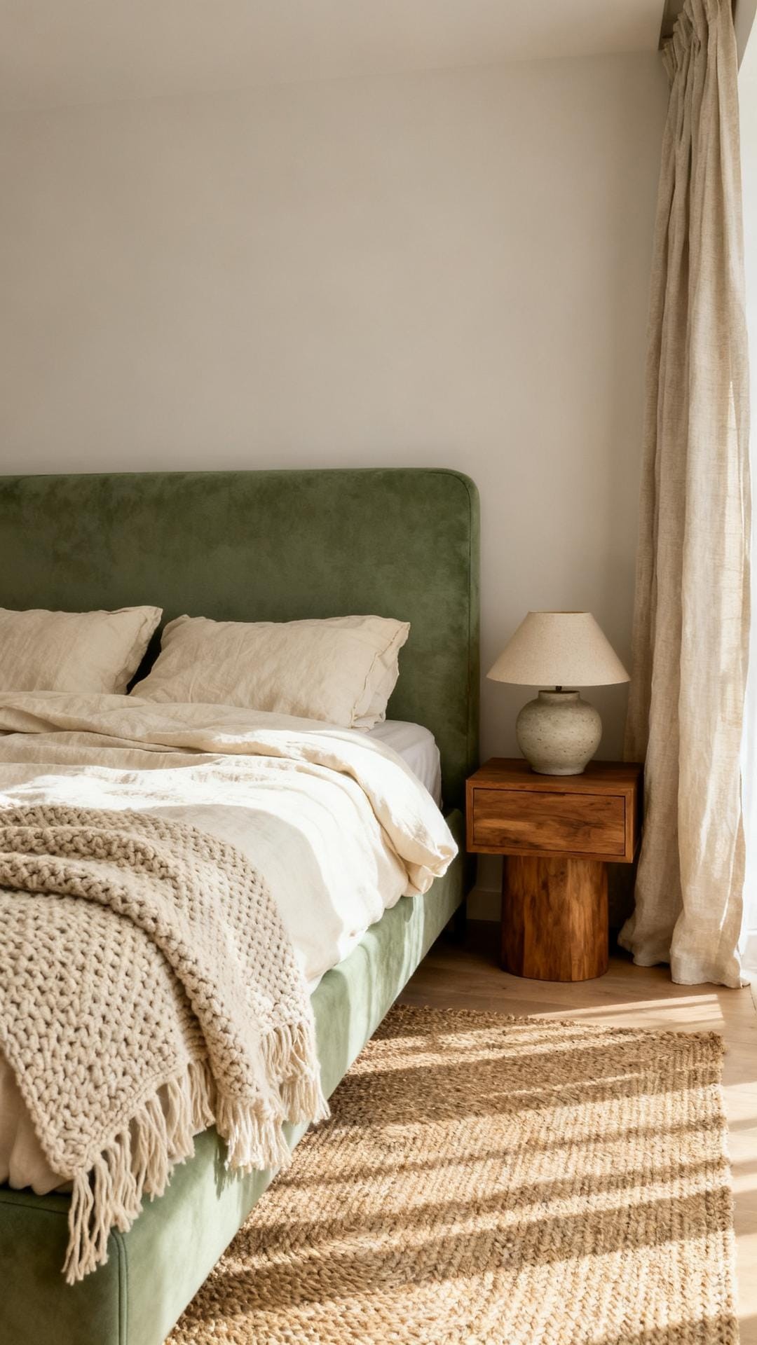 Sage Green as the Dominant Color with Cream Accents