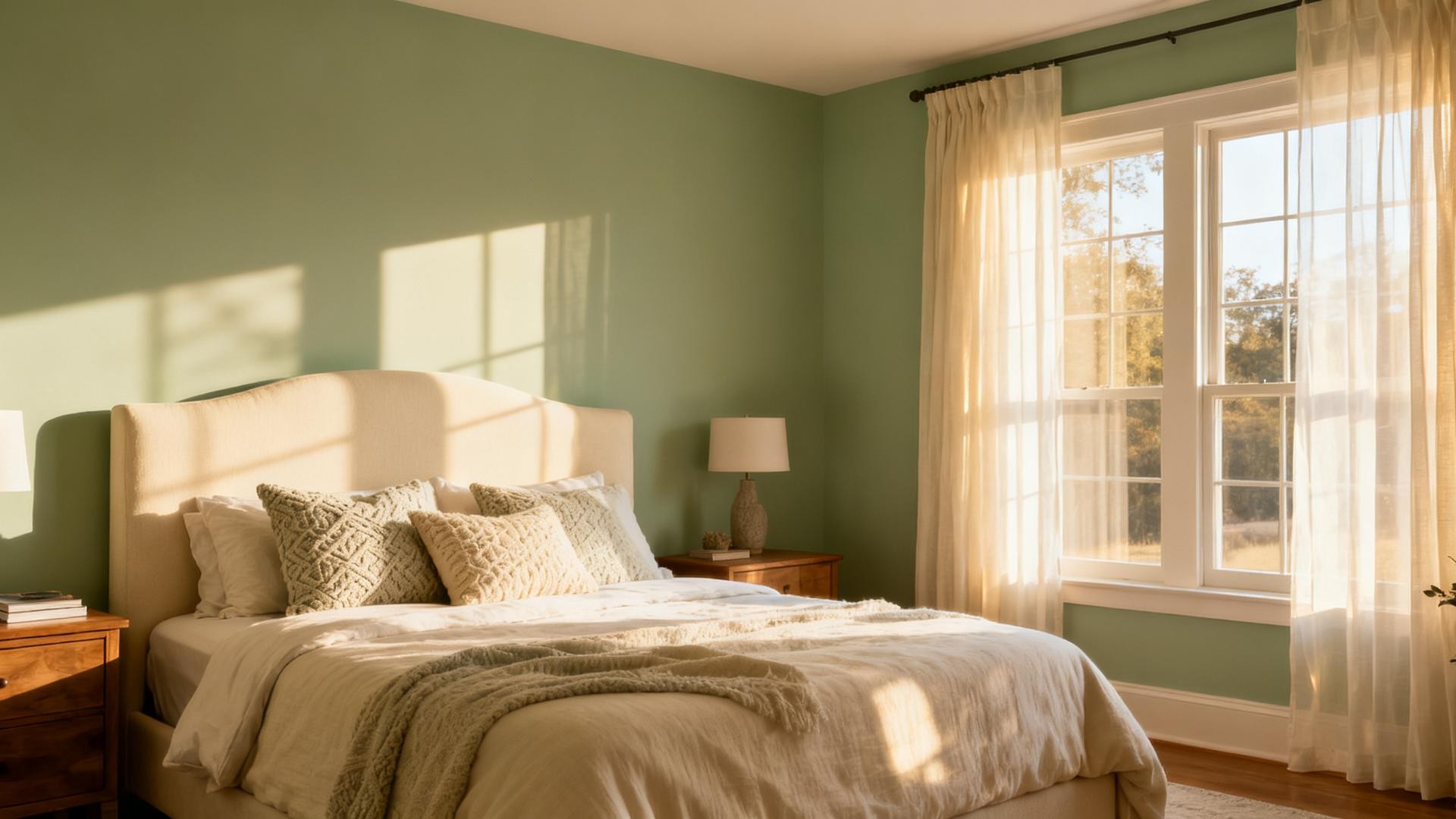 Sage and Cream Paired with Warm Wood Tones