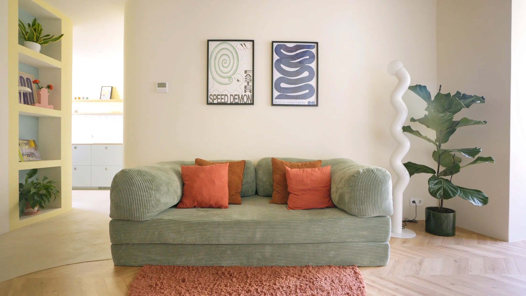 Reconfigurable Modular Sectional with Floating Chaise in Apartment