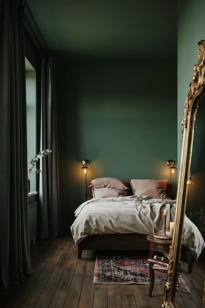 1. Deep, Moody Wall Colors (Dark Plum, Forest Green, Charcoal)