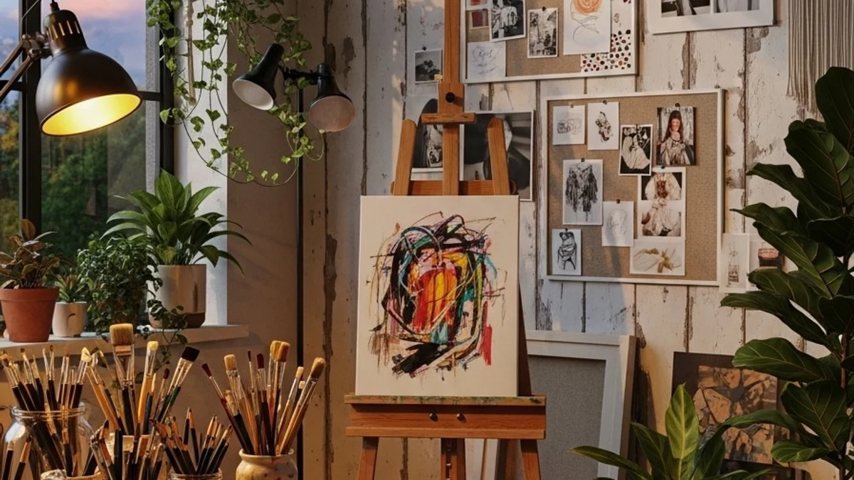 A sewing or design studio with a dedicated workspace