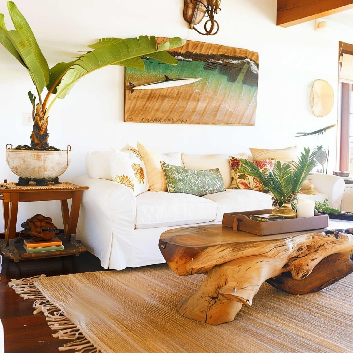 Warm Wood Tones Paired with Ocean-Blue Accents