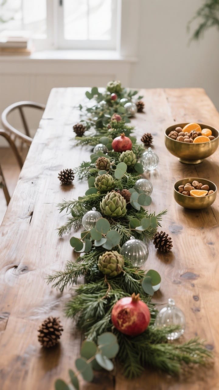 Fresh Greenery Runner Down the Center of the Table