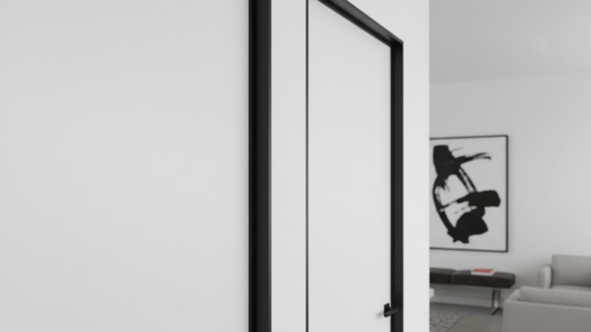 Black Painted Door Trim in Modern Foyer