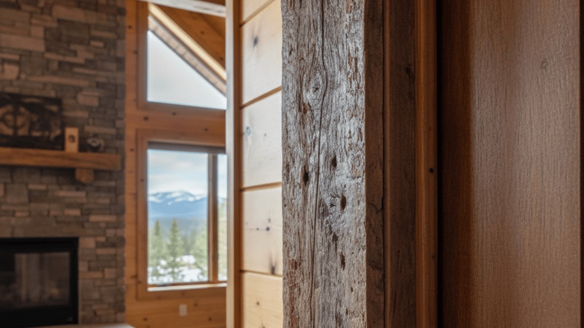 Natural Oak Wood Door Trim Against White Wall