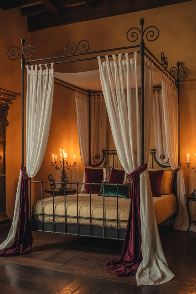 2. A Wrought Iron Bed Frame as a Romantic Focal Point
