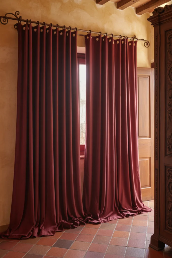 5. Heavy, Tasseled Drapery in Warm Jewel Tones