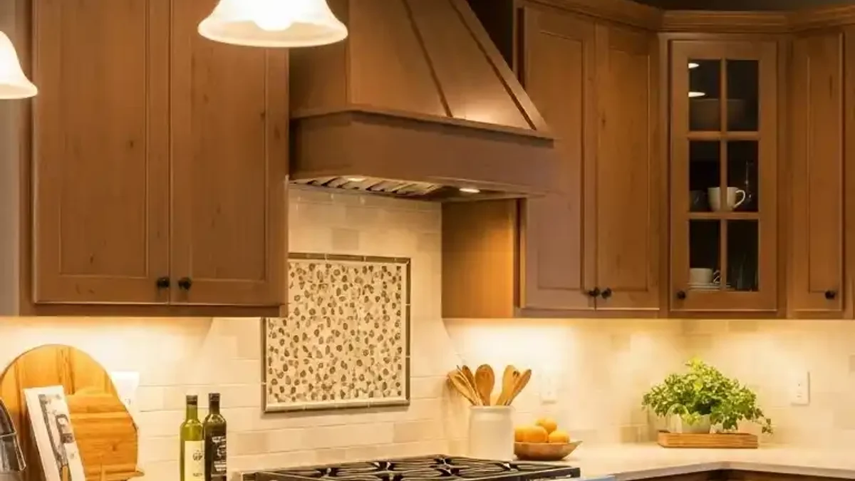 Modern kitchen featuring both warm under-cabinet counter lighting and matching recessed base cabinet toe-kick floor lighting