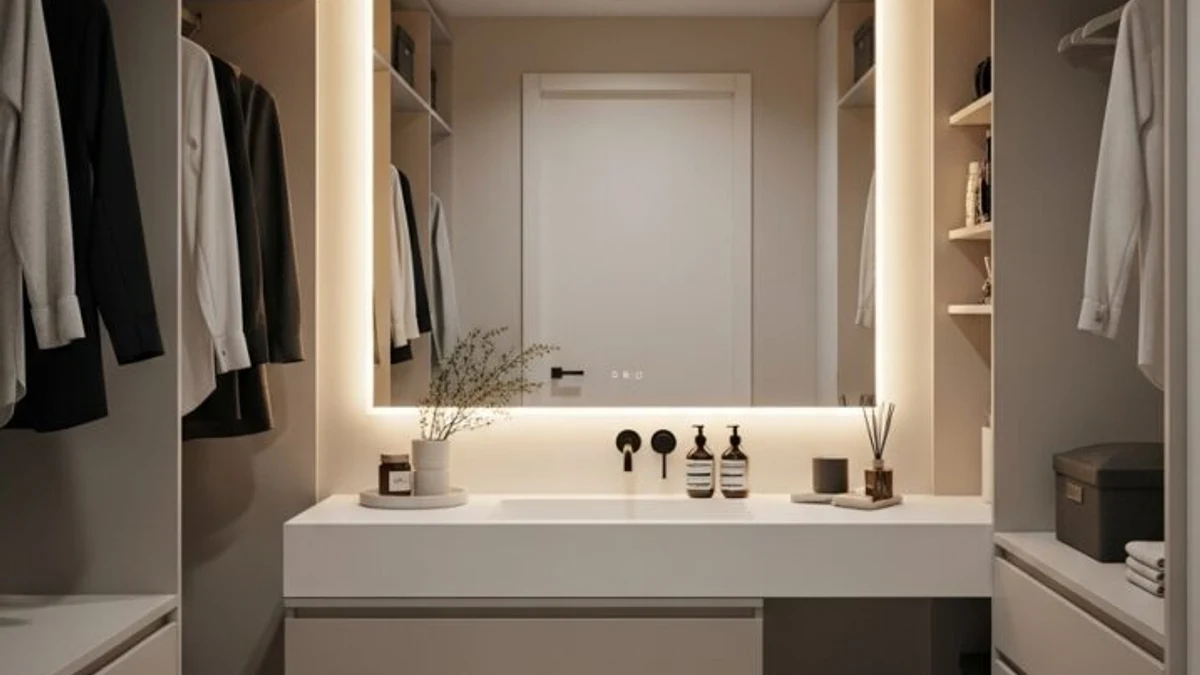 A floating vanity shelf for a minimalist look