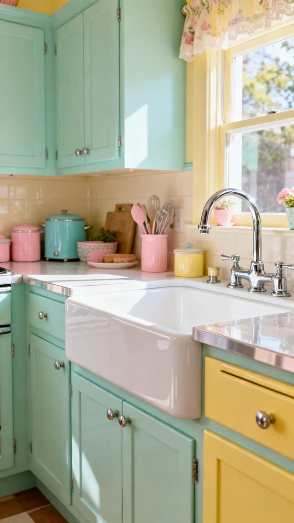 A Farmhouse Sink with Vintage-Style Fixtures