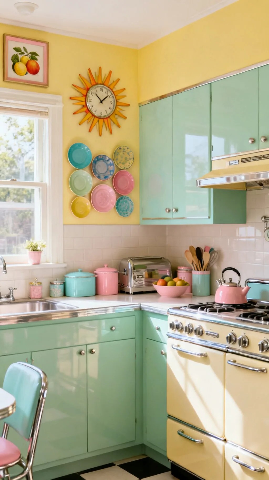 Retro-Patterned Dish Towels and Linens as Color Pops