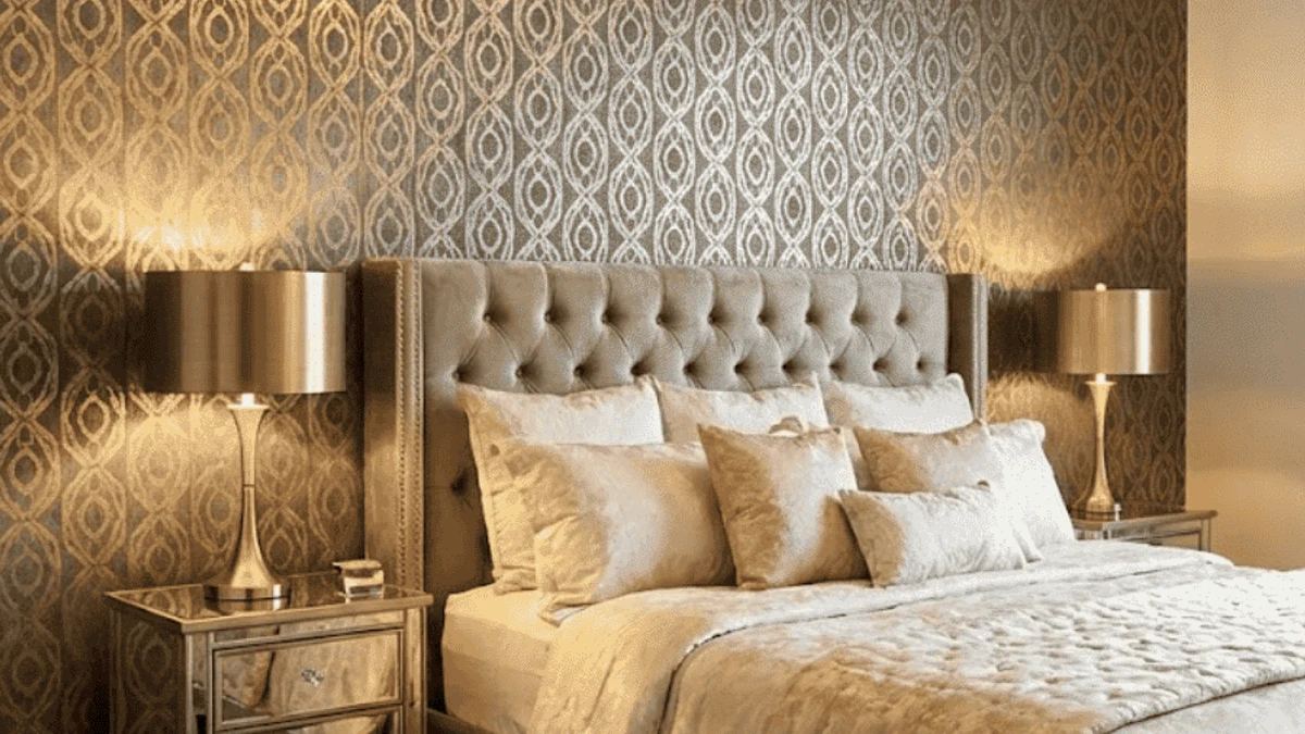 A metallic-finish wallpaper for a glamorous touch