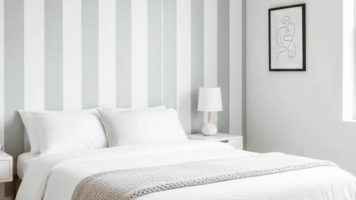 A striped wallpaper for a dynamic, elongating effect