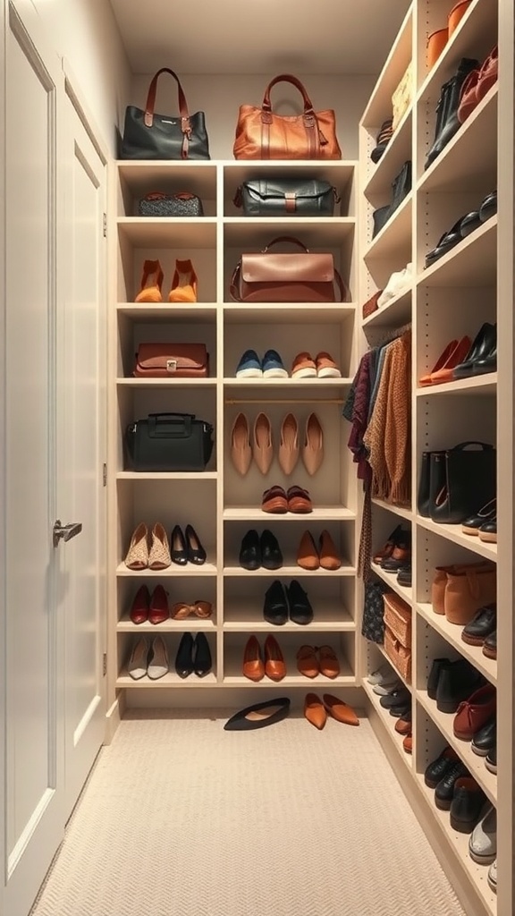 Double Hanging Rails and Vertical Partition Shelving
