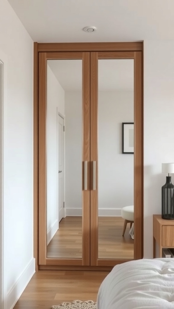 Sliding Mirrored Wardrobe Doors to Expand Light and Depth